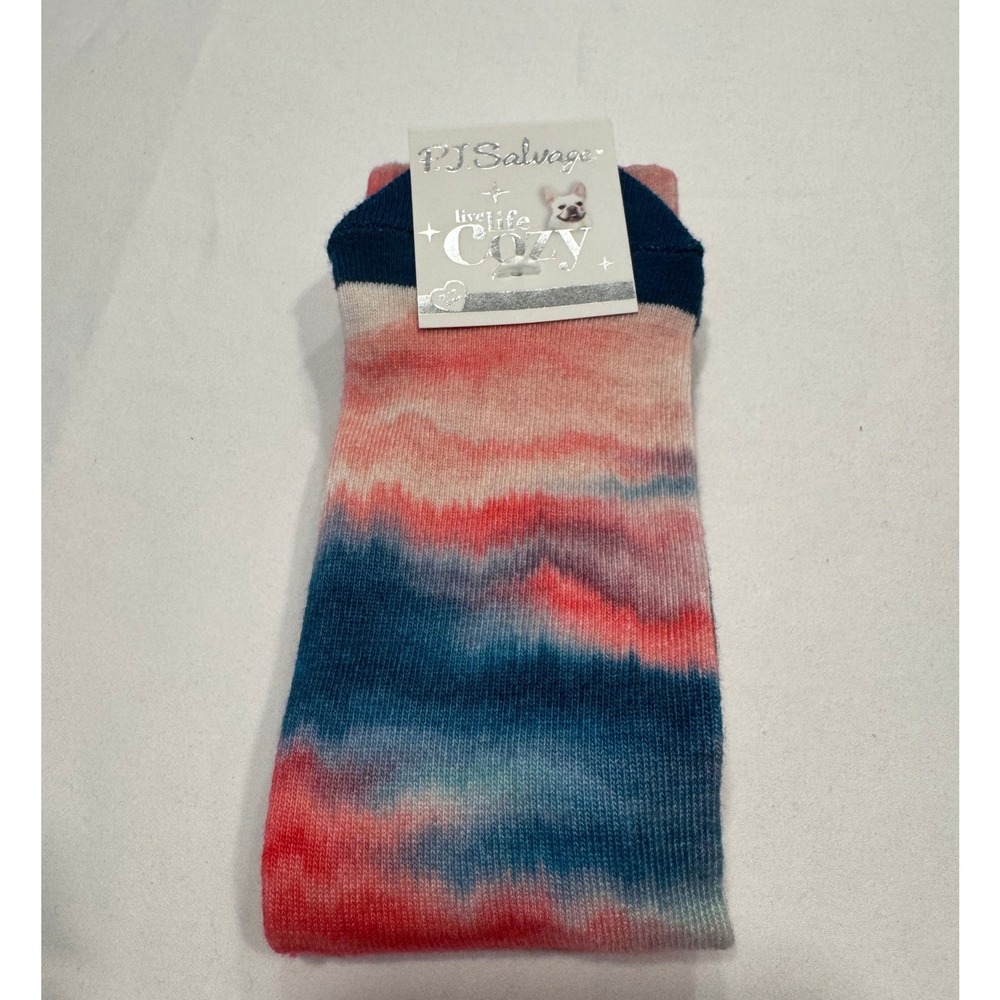 PJ Salvage Live Life Cozy Tie Dye Crew Socks OS Deep Teal Pink New With Tag